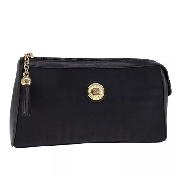 Burberrys Nova Check Clutch Bag Canvas Black Auth - Picture 1 of 16